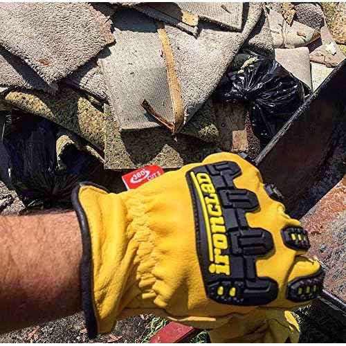 Ironclad Mens Work Glove 360 CUT LEATHER IMPACT, Yelloe, Large US