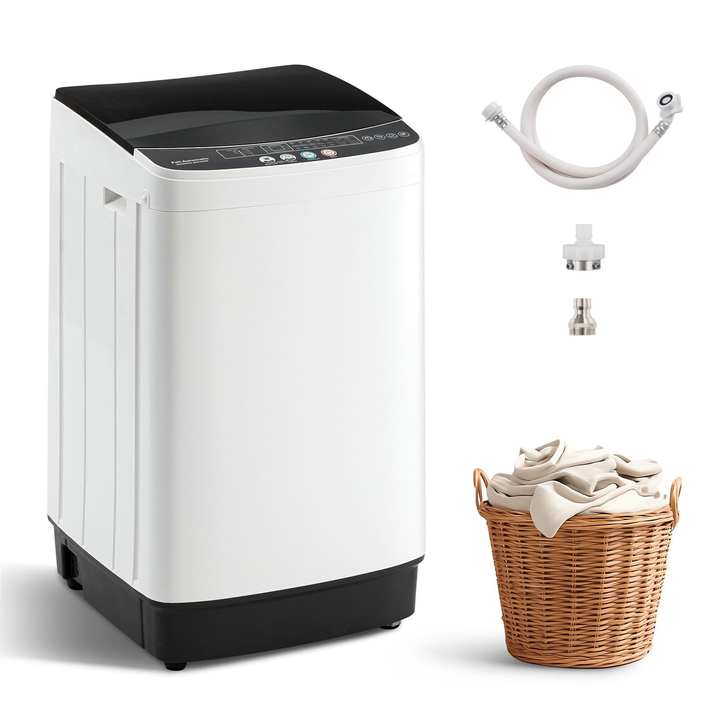 DOGHLY 16 lbs Portable Washing Machine, Full-Automatic Laundry Machine with Stainless Steel Drum, 10 Wash Cycles, Compact Washer and Spin Dryer Combo for Apartment, Dorm, RV