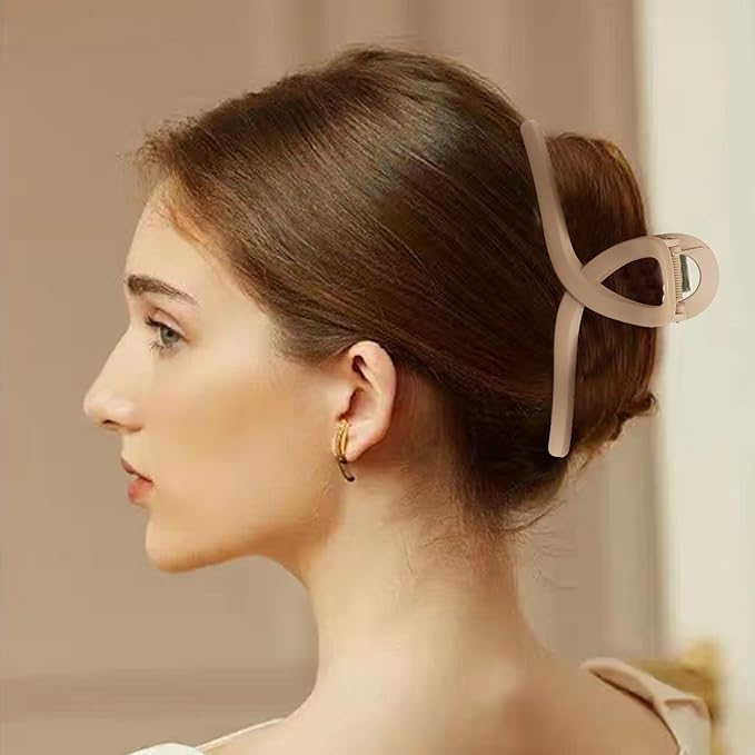 6Inche Extra Large Hair Clips,Claw Clips for Thick Hair and Long Hair, 4 Pack Xl Jumbo Claw clips, Oversized Matte Non-slip Hair Clips for Women, Big Strong Hold Jaw Clip,Neutral Color
