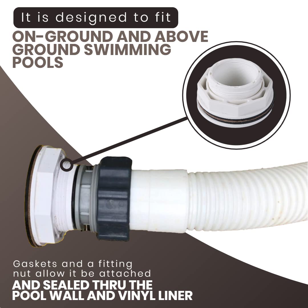 TonGass (2-Pack) 1 1/2" Above Ground Pool Inlet Return Fitting with Locknut Gasket Famale Inlet Pipe (FIP) Thread Exact Replacement for Hayward SP1023 Swimming Pool Replacement Inlets Return Fitting
