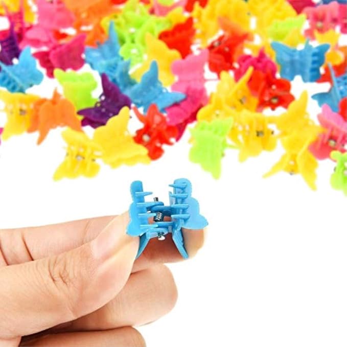 100 Packs Assorted Color Butterfly Hair Clips, Beautiful Mini Clips Accessories for Women and Girls, Random