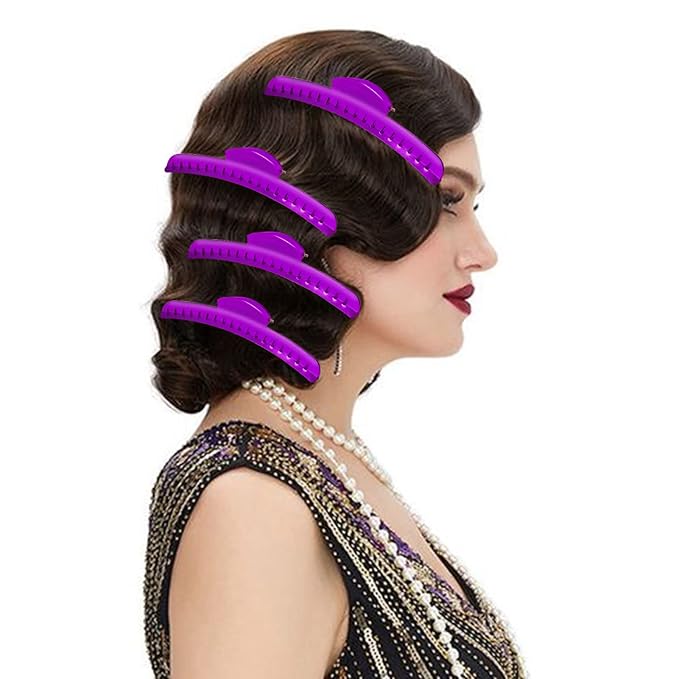Vintage of Metal Finger Wave Hair Clips Clamps Aluminum Tip Finger Hair Clips Modeling Clamps Suitable for home and outdoor (12PCS Purple)