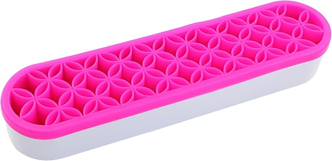 Rose Red Silica gel Makeup Brush Holder Box Multi-Purpose Silica gel Make Up Brush Storage Stand Rectangle Multipurpose Painting Pen Holder for Brushes,Art Craft and Painting Brushes