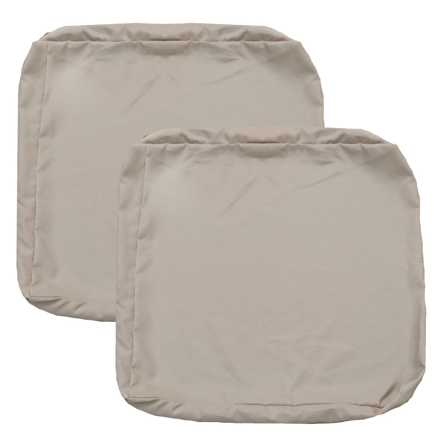 FLYMEI Patio Cushion Covers 16x16x2.5 Waterproof Outdoor Cushion Cover Replacement 2Packs Outdoor Seat Cushion Slipcover for Rattan Chair Sofa, Beige