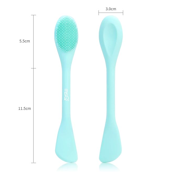 MSQ Silicone Face Mask Brush, Soft Facial Cleansing Scrubber, 2 Pack Double-End Facial Mask Brush for Mud, Clay, Charcoal Mixed Mask, DIY, Skincare Applicator Tools (Pink)