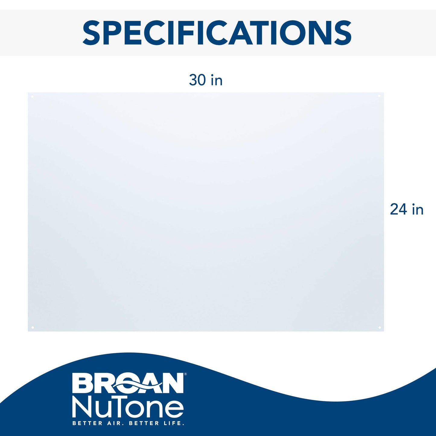 Broan-NuTone, SP300224, Reversible Backsplash Splatter Guard and Cooking Shield, Range Hood Accessories to Keep Kitchen Clean, 30" x 24", Black and White, 1