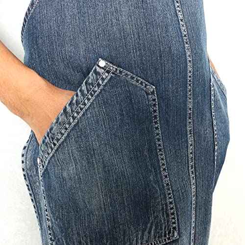 Jeanerlor Denim Cross Back Apron Acid Washed With Pockets for Hair Stylist