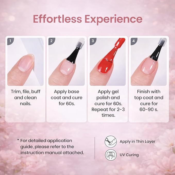 beetles Spring Gel Nail Polish Set - 36 Colors Verse of Flower Gel Nail Kit Pink White Black Red Purple Blue Yellow Gel Colors & 3Pcs Base Top Coat Soak off UV Home Salon Easter Gift for Women