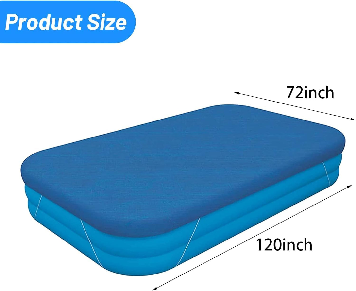 Rectangular Pool Cover, Fits 120 in x 72 in Inflatable Swimming Pool, Above Ground Pool Covers, Inflatable Pool Cover for Outdoor Paddling Family Pools (Swimming Pool Cover)