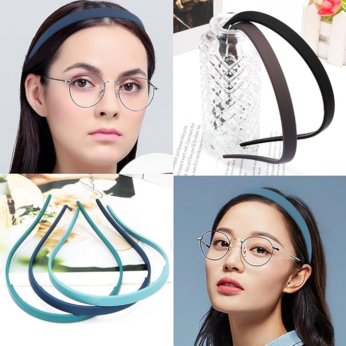 TOBATOBA Headbands for Glasses Wearers No Pressure No Headache Hairbands Square Sunglasses Headband for Women Comfortable Head bands for Girls Non Slip with Teeth 6Pcs