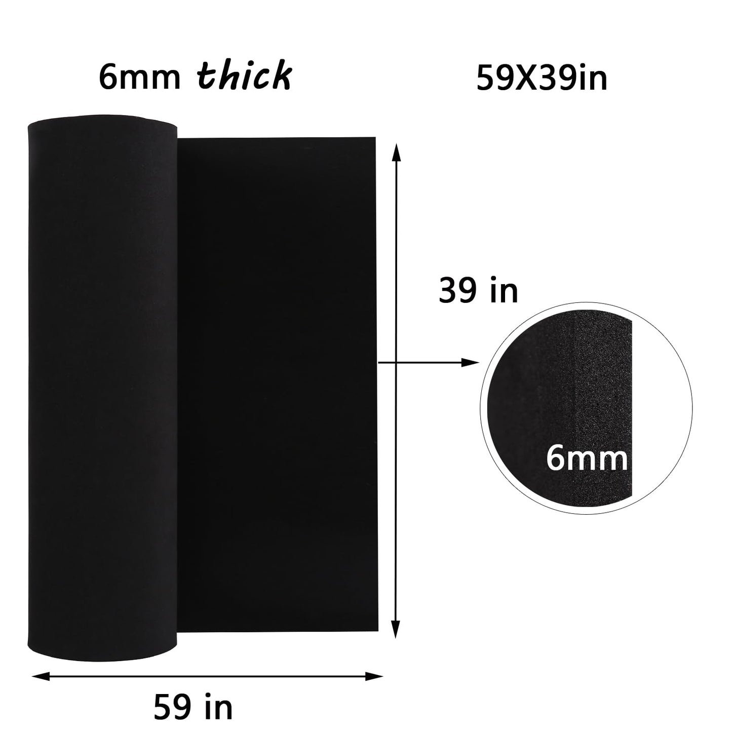 AMZQNART EVA Foam 6mm, Cosplay Foam 39x59 inch Black, High Density 90 kg/m³, for Craft Projects Cosplay Costumes, Fake Weapons, Decorations, Christmas, Easter, Thanksgiving, etc.