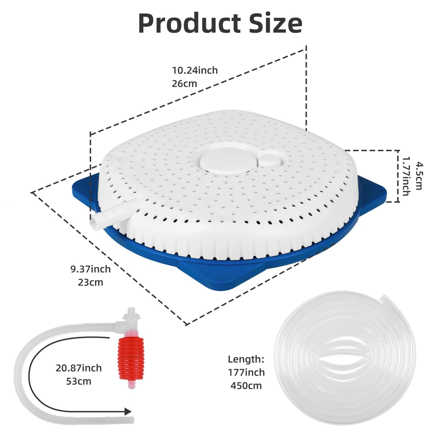 AQUAFLY Pool Cover Pump Siphon, Automatic Above Ground Pool Water Pump, White, Round, Plastic, Siphon Mechanism, Effortless Pool Drainage