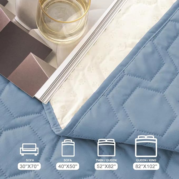 Waterproof and Anti-Slip Dog Bed Cover and Pet Blanket Sofa Pet Bed Mat ,car Incontinence Mattress Protectors Furniture Couch Cover for Most Cats Dogs, Pets(30x70-Stoneblue)