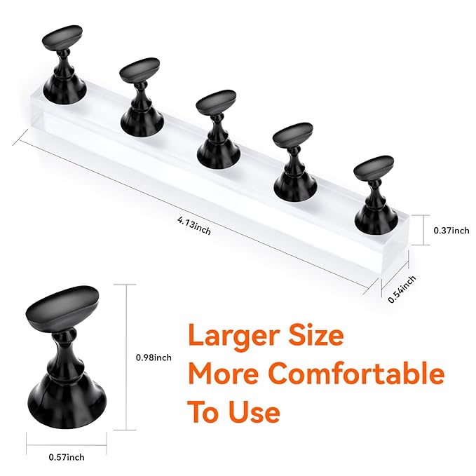 Makartt Press on Nails Stand: Black and White Nail Holder for Painting Nails, Stands for Art Display Practice, Magnetic Fake Holders with 1M Double-Sided Tape DIY Home Salon Use