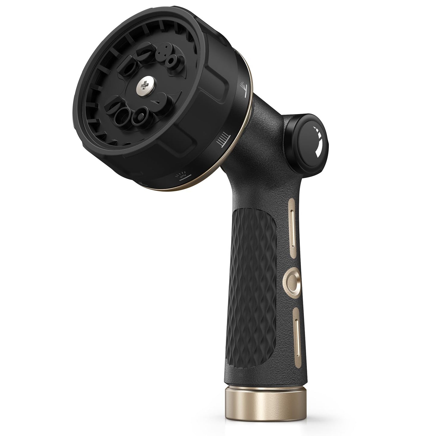 RAINPOINT Garden Hose Nozzle Heavy Duty - 100% Metal Thumb Control Spray Nozzles for Garden Hose High Pressure, 10 Patterns Water Hose Nozzle for Car Wash, Watering Lawn and Pets, Black
