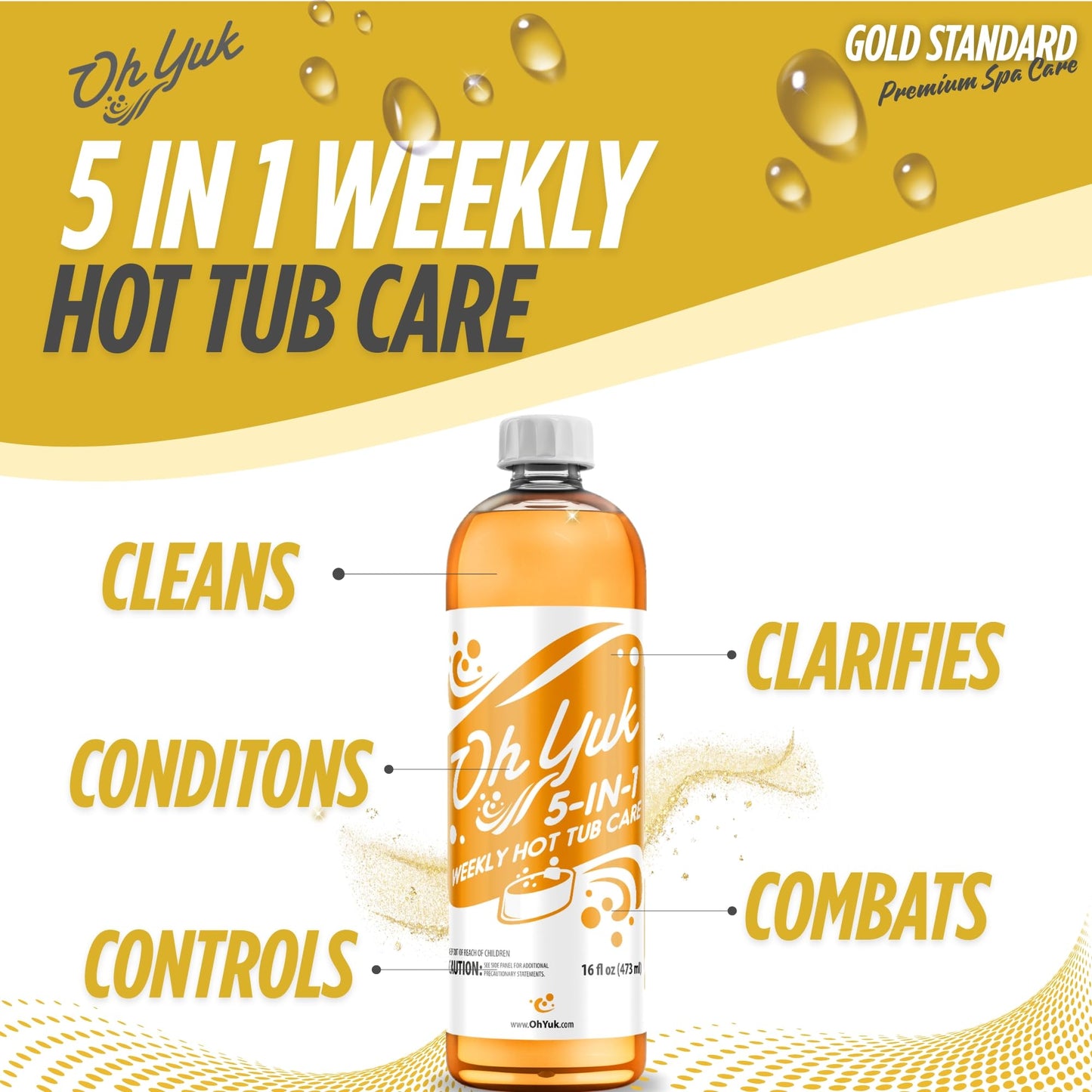 Oh Yuk 5-in-1 Weekly Hot Tub Chemicals (2 Pack) – All-in-One Hot Tub Cleaner & Spa Protector | Clarifier, Conditioner & pH Support | Spa Chemicals for Hot Tub Water Care