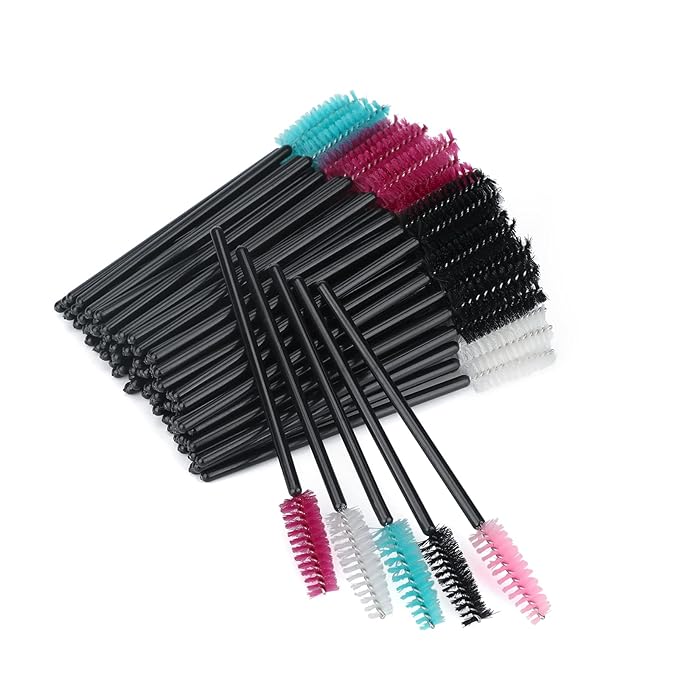 G2PLUS 100PCS Disposable Eyelash Brushes, Adjustable Mascara Wands Makeup Applicator, Lash Spoolies Brushes for Eyelash Extensions and Eyebrows (Multi-colored)