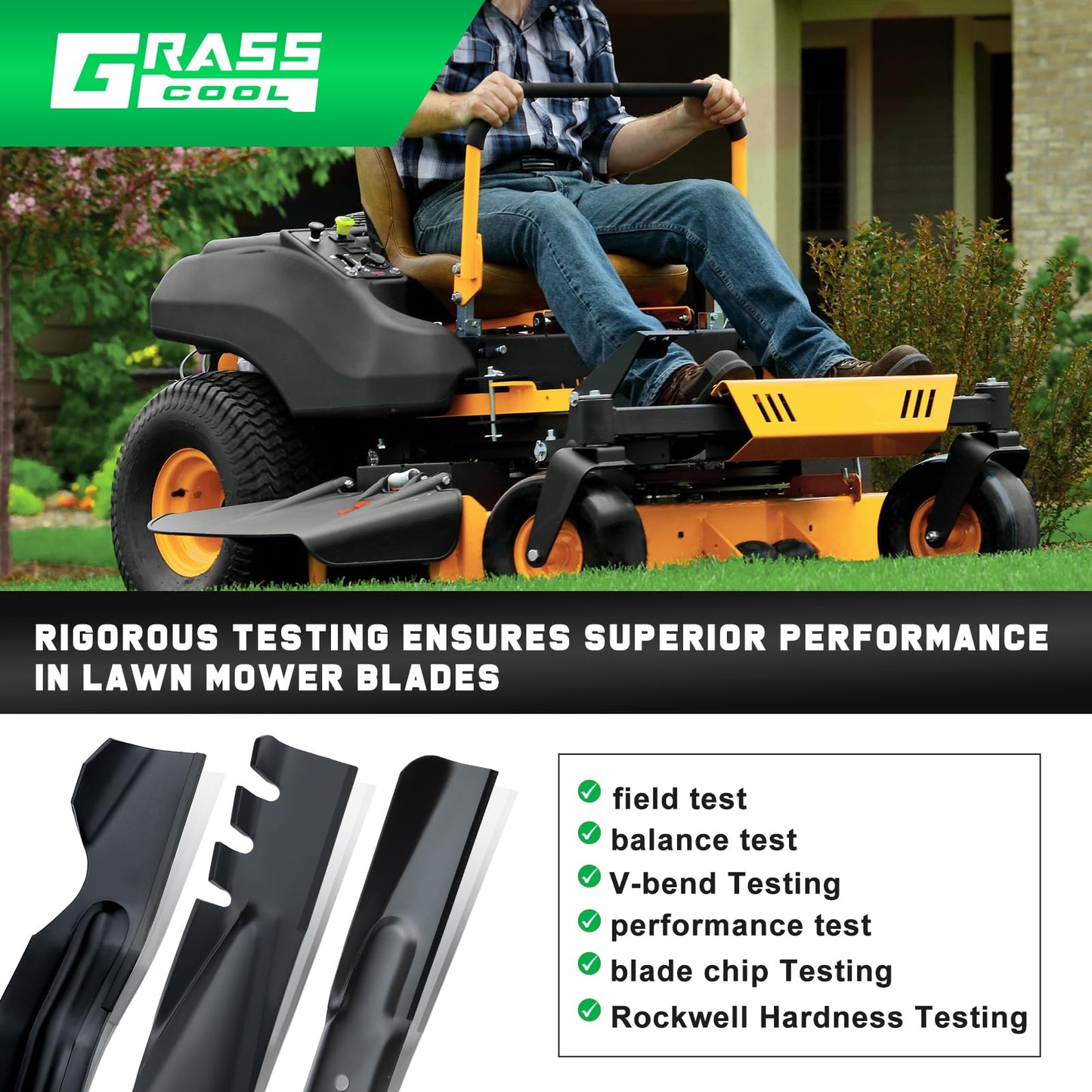 Grasscool 482878 Mower Blades for Scag Tiger Cub Wildcat Turf Tiger 36'' 52'' Deck Lawn Mower Replace Ferris 21227S 5101756s 5021227 Scag 482462 481711 48108 Encore 481707(3 Pack)