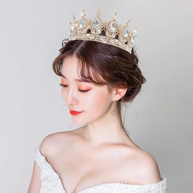 YOUlDIANZI Queen Crown Rhinestone Wedding Crowns and Tiaras for Women Costume Party Hair Accessories Princess Birthday Crown Crystal Bridal Crowns