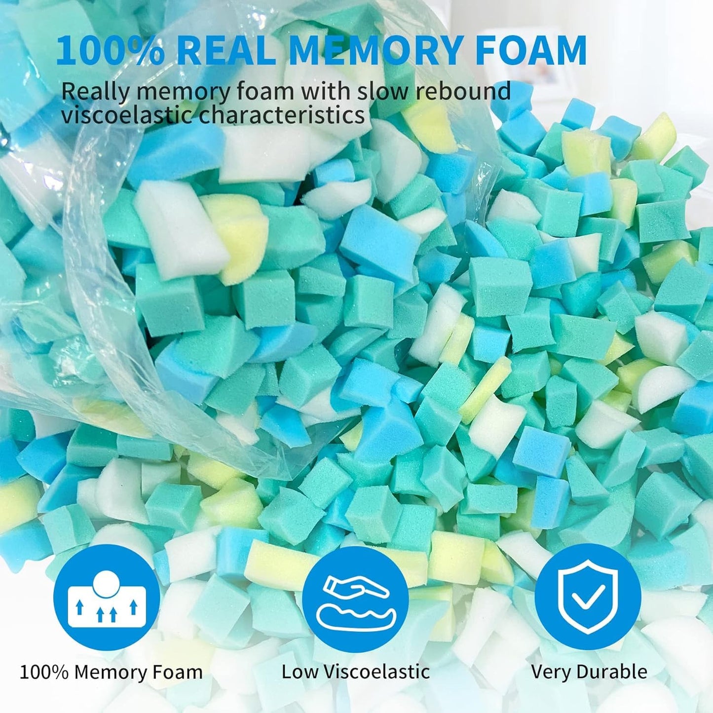 Welacer Shredded Memory Foam Filling 5lbs for Bean Bag Filler, Without Added Gel Particles, Premium Soft Refill and Great for Stuffing, Multi Color and Shape