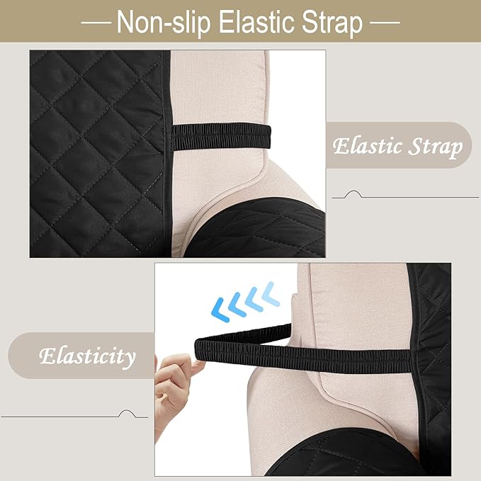 Recliner Chair Covers Reversible Sofa Cover Couch Cover for Pets Lazy Boy Furniture Protector(28''Recliner,Black/Black)