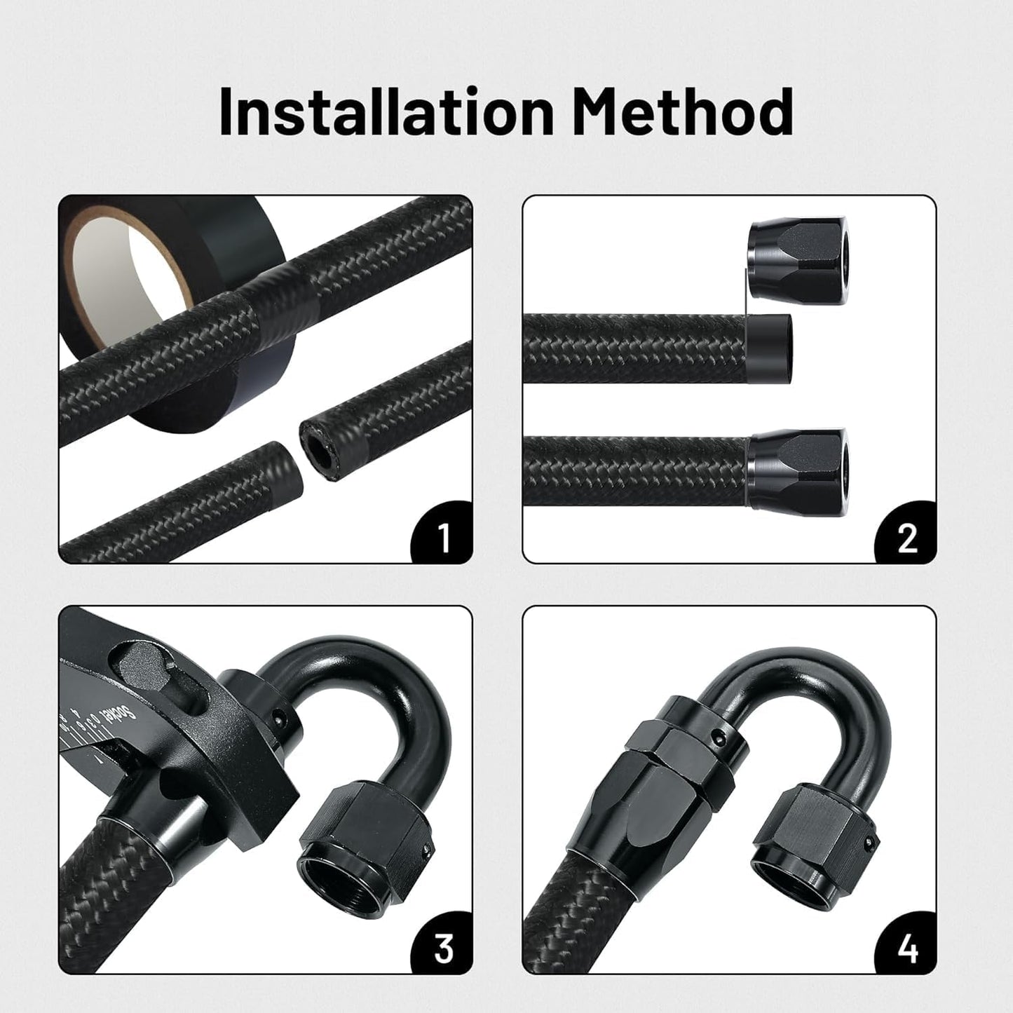 EVIL ENERGY 10AN Fuel Line Kit, 10AN Nylon Braided Fuel Line Hose Fitting Kit CPE 20FT Black