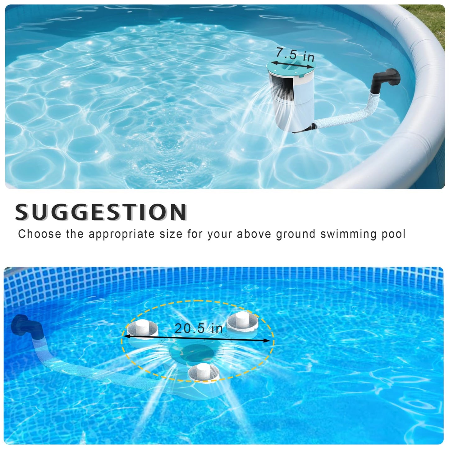 JJ JIANJIN Above Ground Pool Skimmer,No Installation Required, no Adjustable Bracket Required,Comes with 10 Filter Socks, Special Note: The Pool Pump Flow Rate Must not Exceed 1100 GPH(Turquoise)