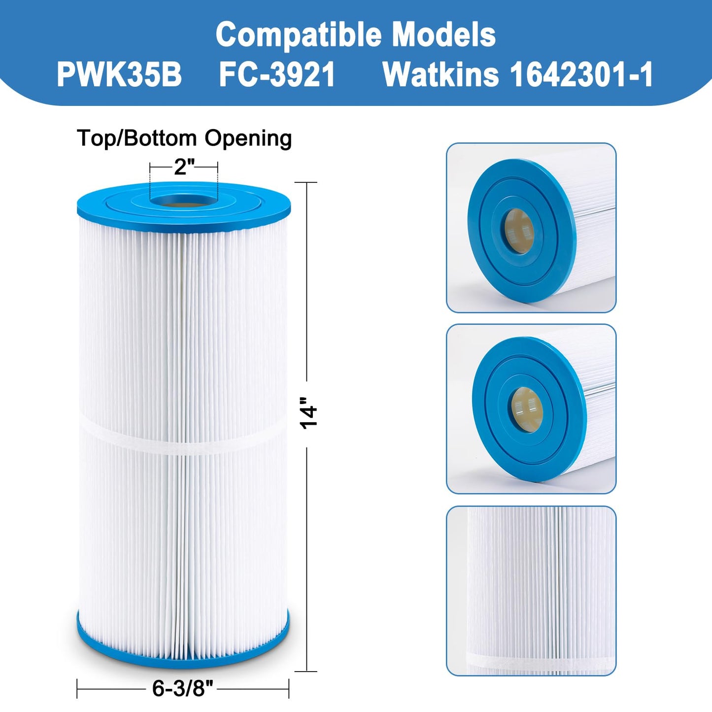 REEPLAR PWK35B Replaces Hot Springs Limelight Spa Filters, Compatible with Watkins 1642301-1, 78161, 78286, Filbur FC-3921, Hot Spring Limelight Series Filter Cartridge,35 sq.ft - 2 Pack