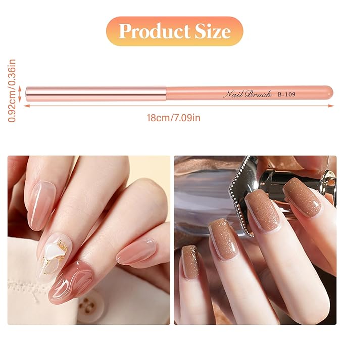 Pink Nail Art Clean Up Brushes for Cleaning Polish Mistakes on the Cuticles, Acetone Resistant Nail Brush, Fingernail Cleaning Brushes for Nail Art and Designs (Round&flat&Bevel)