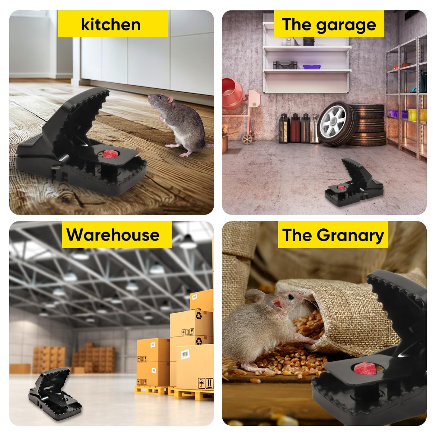 Rat Trap (12-Pack), Large Mouse Traps for Indoor and Outdoor Use, Reusable, Fast, Hygienic, Unplugged, Used to Catch Mice, Squirrels, Rodents, for Home, Yard and Barns