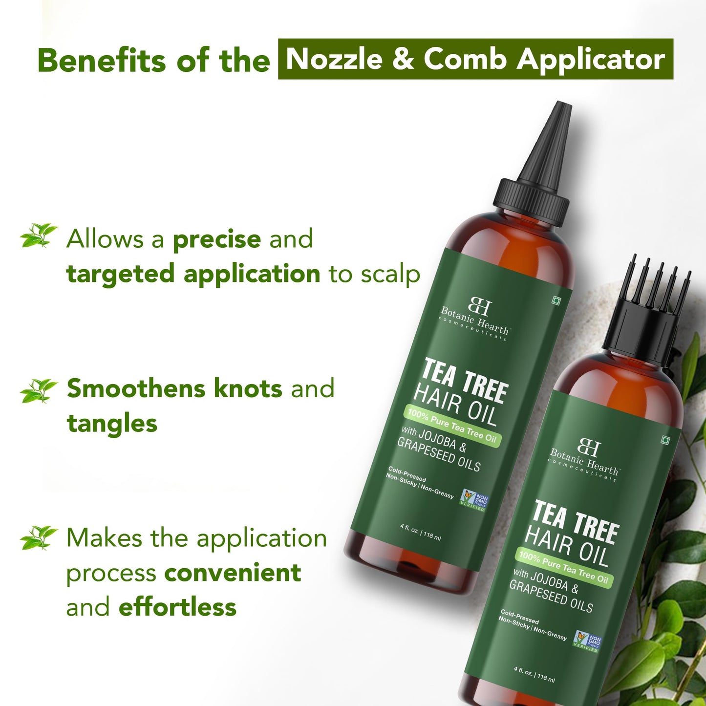 Botanic Hearth 100% Pure Tea Tree Oil For Hair Growth & Hair Treatment Oils 4 Fl oz | Infused with coconut Oil | Hair Oil Repairs Dry Damaged Hair, Strengthening, Healthier | All Hair Types