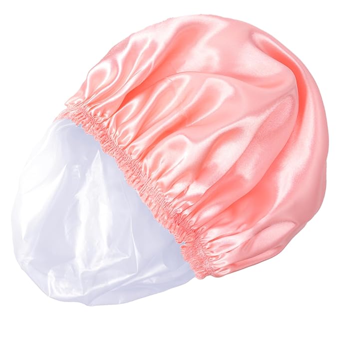 Shower Caps for Women, 4 PCS Elastic and Reusable Bath Caps, Double Layers Shower Cap Reusable Waterproof, Bathing Shower Caps, Environmental Bath Hair Protection Cap - Solid Color B