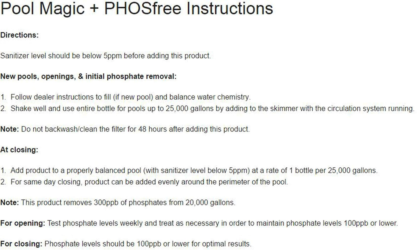 Natural Chemistry Pool Magic + PHOSfree, 1 L Each, Pack of 2, Fast & Easy Start-ups, Reduces Waterline Ring & Phosphates, Spring & Fall Pool Maintenance