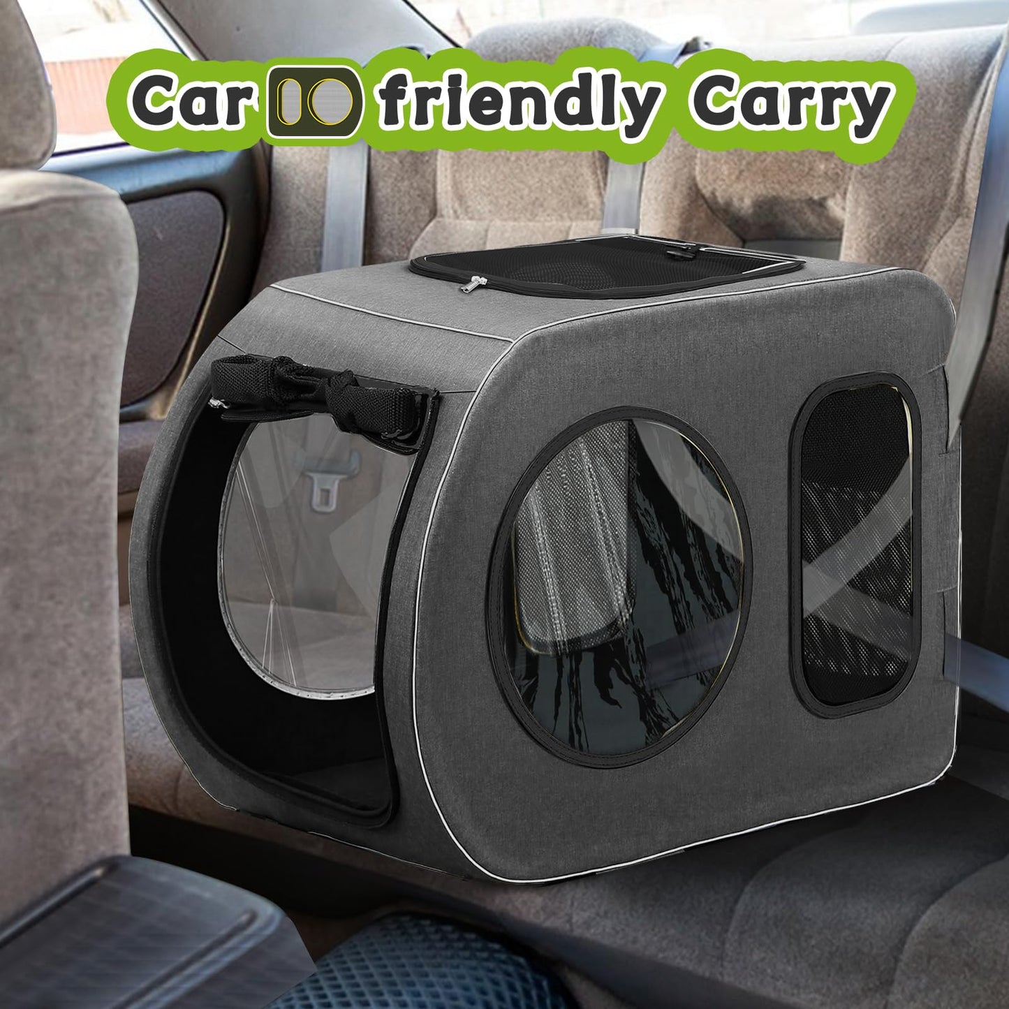 Saudism Large Dog Stroller for Medium Dogs,Pet Stroller for 2 Small Dogs, Foldable Jogger Wagon with Detachable Carrier for Car Seat, Adjustable Handle, Up to 90 lbs, Gray