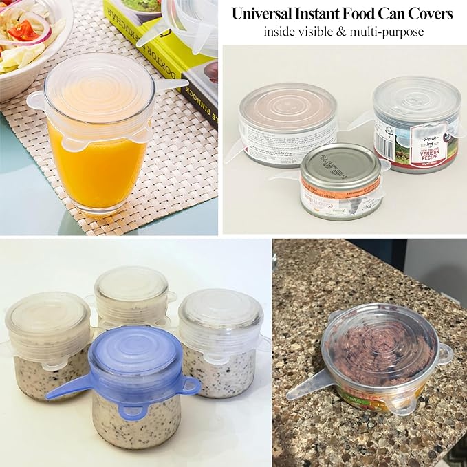 Adpartner Silicone Can Lids (10 Pack, All 2.6'' Diameter), Reusable Silicone Stretch Lids for Pet Food Cans, BPA-free Seal Can Covers for Yogurt Jars Soda Regular Mason Jars Canned Pet Foods