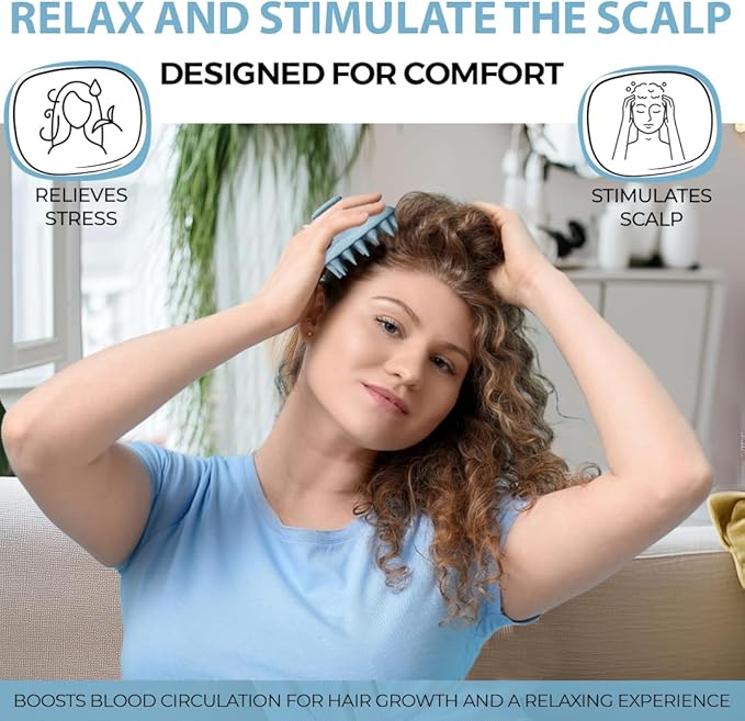 Fiora Naturals Scalp Massager Shampoo Brush - Silicon Scalp Scrubber & Exfoliator for Dandruff Removal and Hair Growth, Brush for Wet & Dry Hair, for Men, Women, Kids - BPA Free