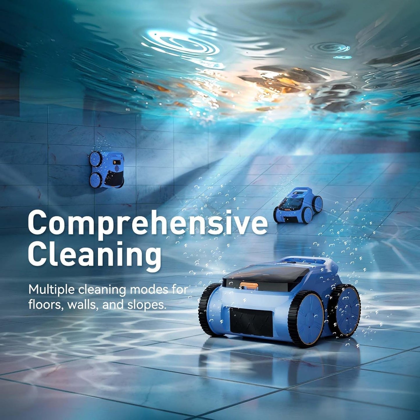 Pool Vacuum for Above Ground Pool, Max Up to 180 Mins, Self-Parking, LED Indicator, Wall&Waterline Cleaning Pool Vacuum for Inground Pools, Robotic Pool Cleaner for Pools up to 2000 Sq