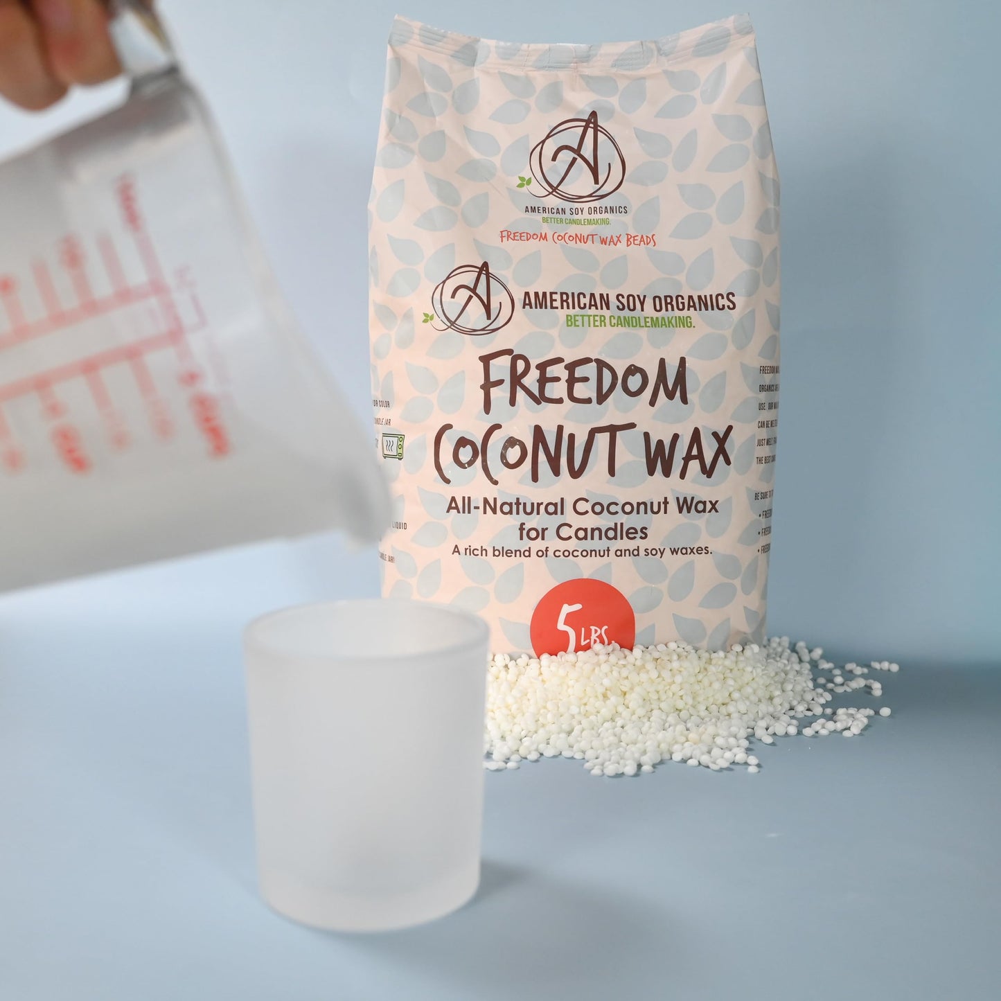 American Soy Organics Freedom Coconut Soy Wax Beads for Candle Making - Natural Candle Making Supplies - Paraffin-Free,Beeswax-Free Coconut Candle Wax for Container Candles,Tealights,Wax Melts 10 lbs