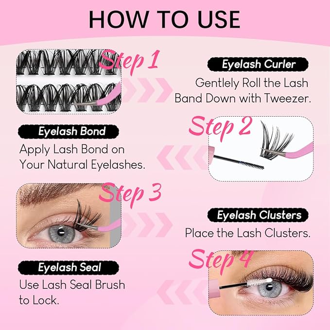 Azenlo Natural Lash Clusters Kit Wispy Eyelash Clusters 120 pcs Cluster Eyelash Extensions C Curl Individual Lashes 10-16 mm Mix Length Natural Look (50D KIT 120 Pcs)