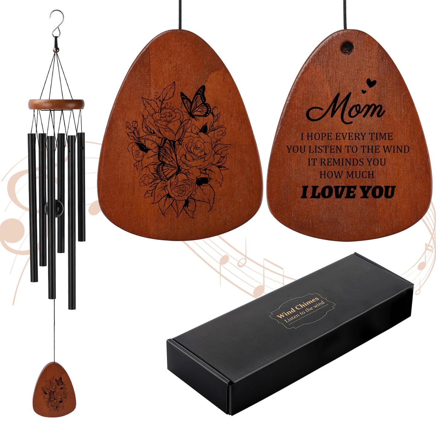 PRSTENLY Gifts for Mom from Daughter Son- Moms Wind Chimes Gifts from Kids for Birthday Valentines Day Mothers Day Christmas Best Mom Ever Gift
