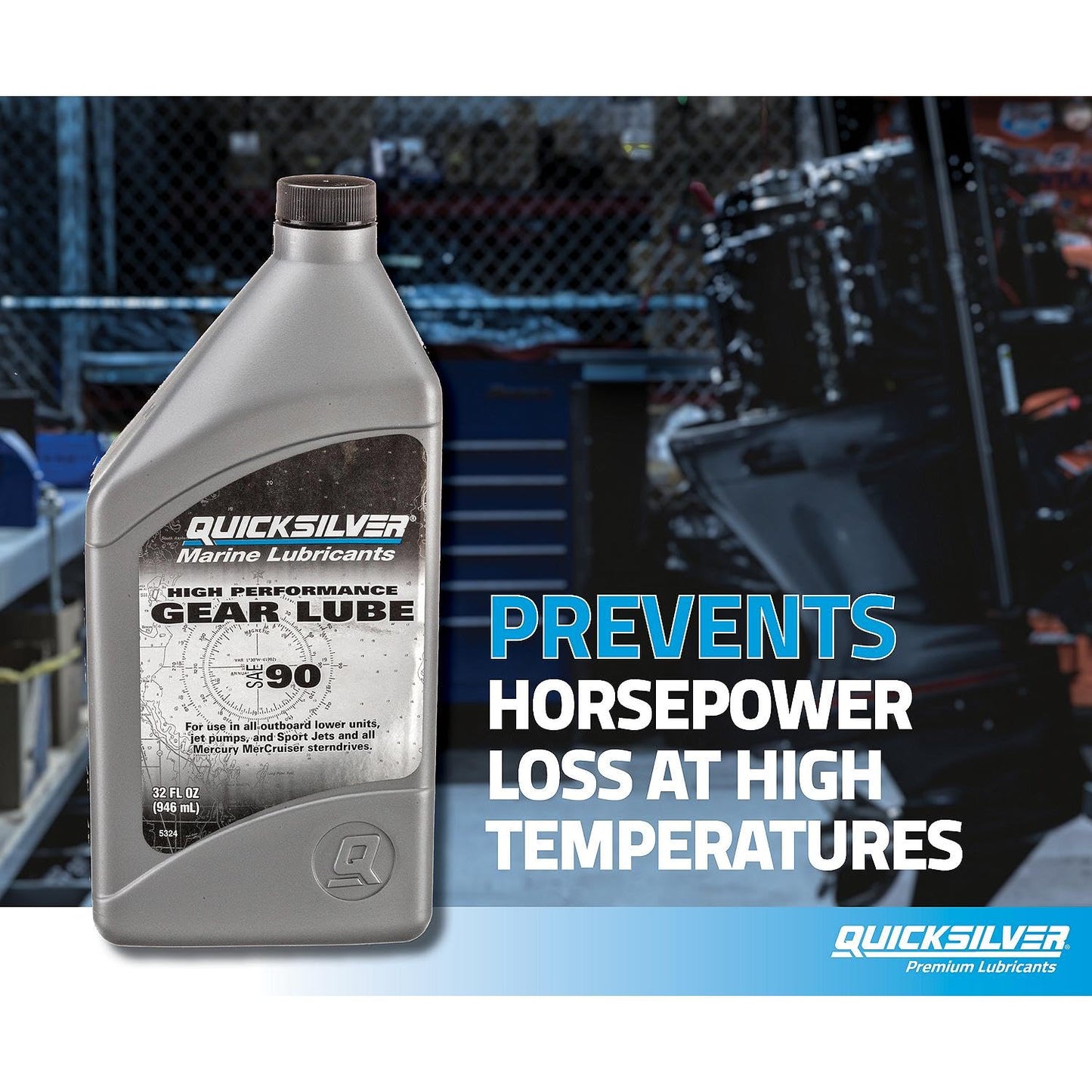 Quicksilver High Performance SAE 90 Gear Lube for Mercury Outboards and MerCruiser Sterndrives, 2.5 Gallon
