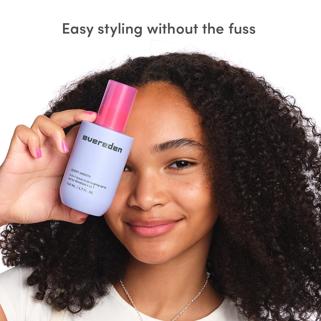 Evereden Kids Detangler Spray: 4-in-1 Leave-In Hair Spray | Detangle, Moisturize & Fight Frizz | Easily Tackle Even the Toughest Knots | Clean & Vegan All types of Hair Product for Kids