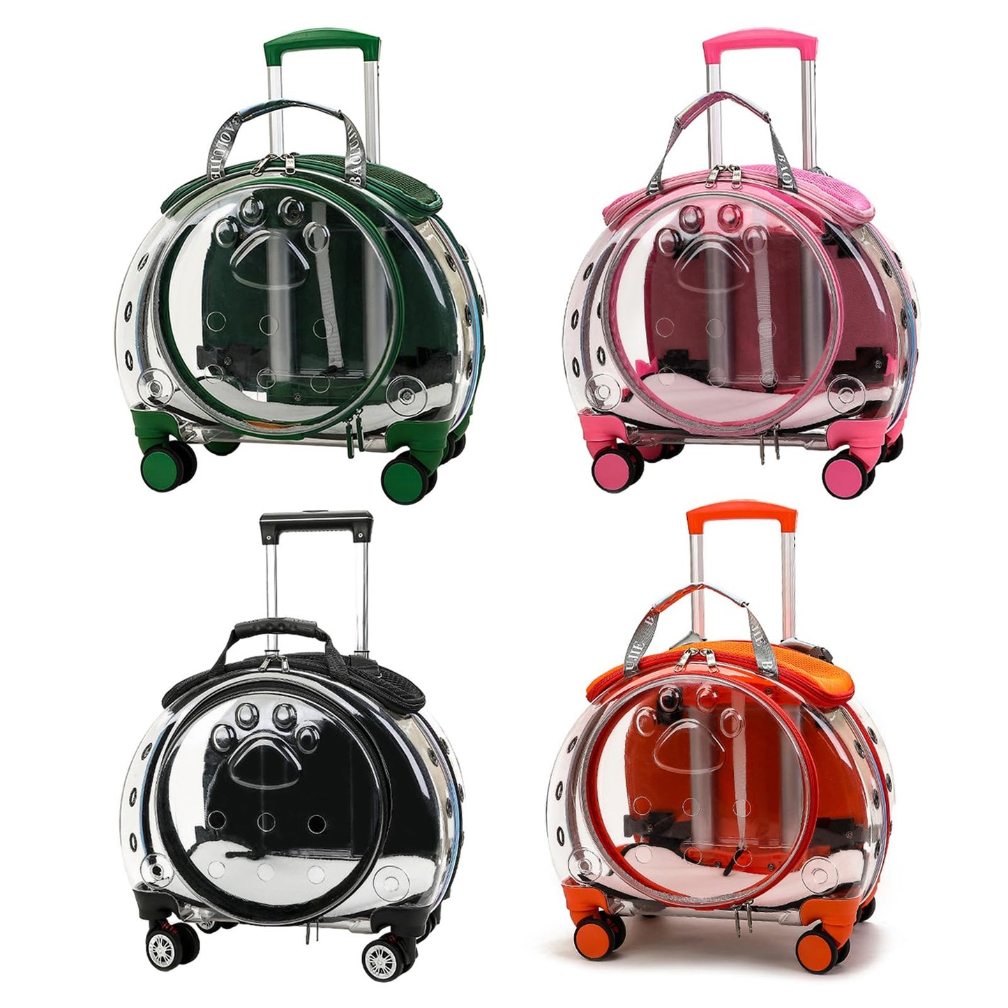 gihusrzx Pet Trolley Case with Upgraded Detachable Silent Wheels, Clear Ventilation Holes Cat Dog Carrier, Cat Dog Carrier with Telescopic Handle, Perfect for Traveling/Taking a Walk Black