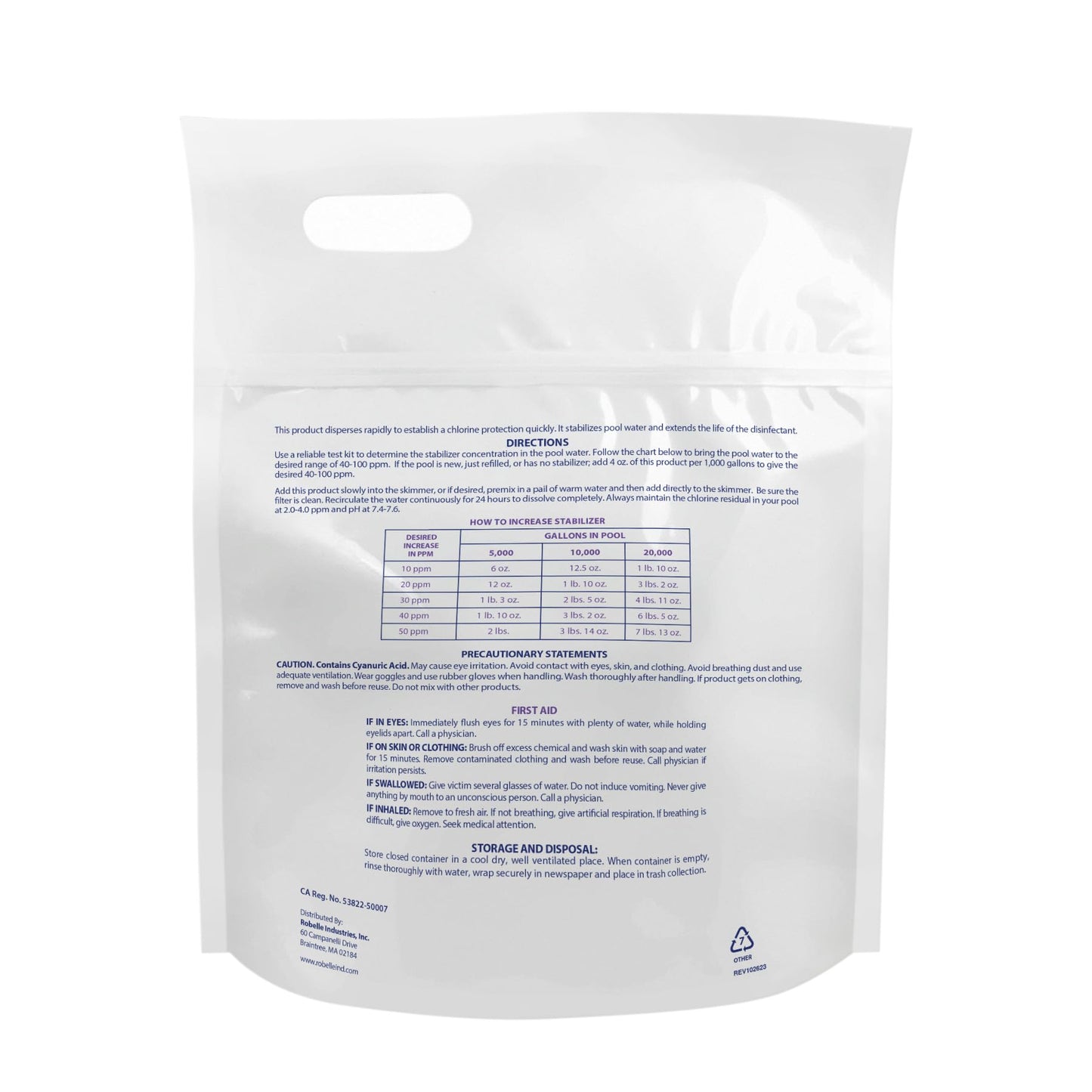 Robelle 4-Pounds Premium Chlorine Stabilizer and Conditioner, Concentrated Cyanuric Acid for Pools, Pool Stabilizer, Helps Chlorine Last Longer