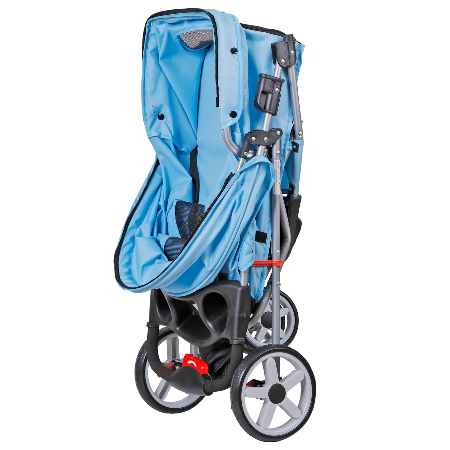 ZENY Foldable Pet Stroller, Cat/Dog Stroller with 3 Wheel, Pet Strolling Cart, Dog Travel Carrier with Storage Basket + Cup Holder (Blue)