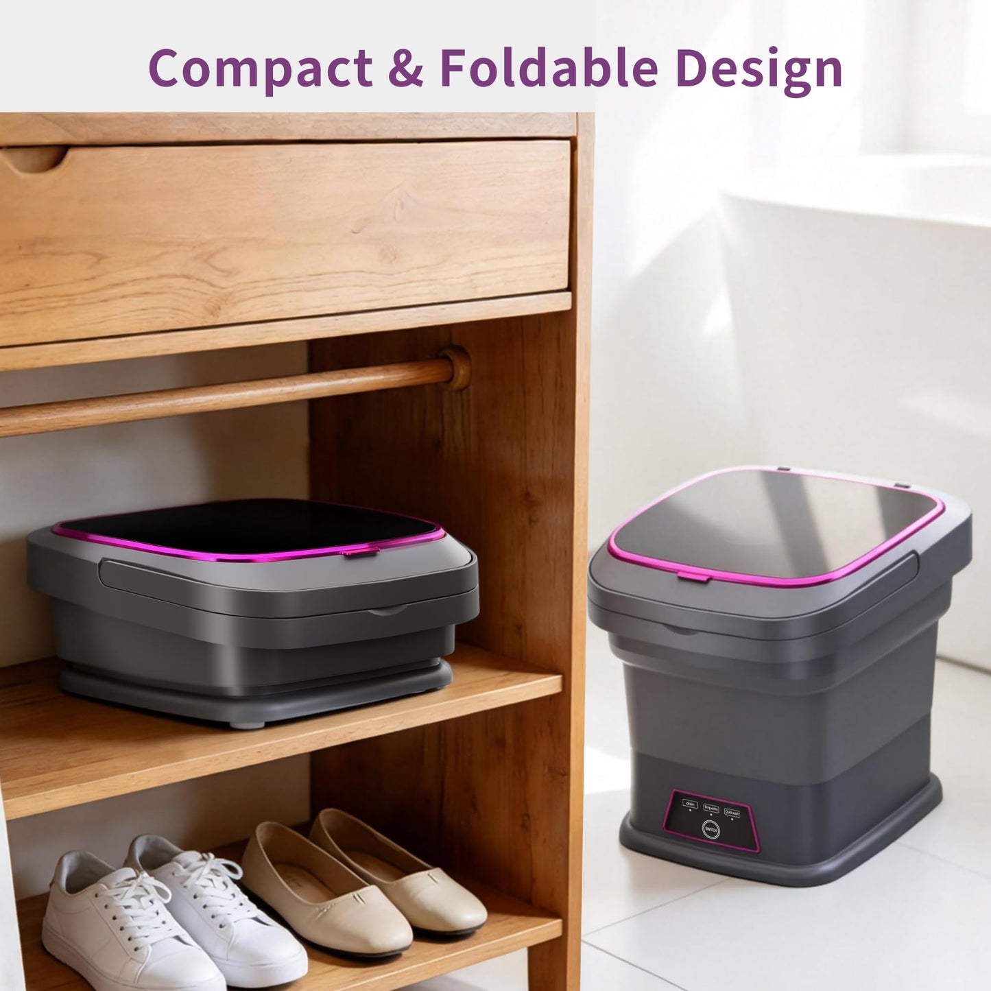 Ugupy 13L Portable Washing Machine, Foldable Mini Washing Machine with Spin Basket & 3 Cleaning Modes, Small Laundry Machine for Underwear, Baby Clothes, Socks, Compact Design for Travel Apartment RV