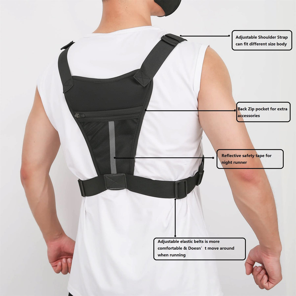 Muserise Sports Chest Bag For Men Women, Water Resistant Lightweight Front Chest Pack, Running Vest Bag With Built-In Phone Holder & Extra Storage For Workouts, Running, Cycling (Olive)
