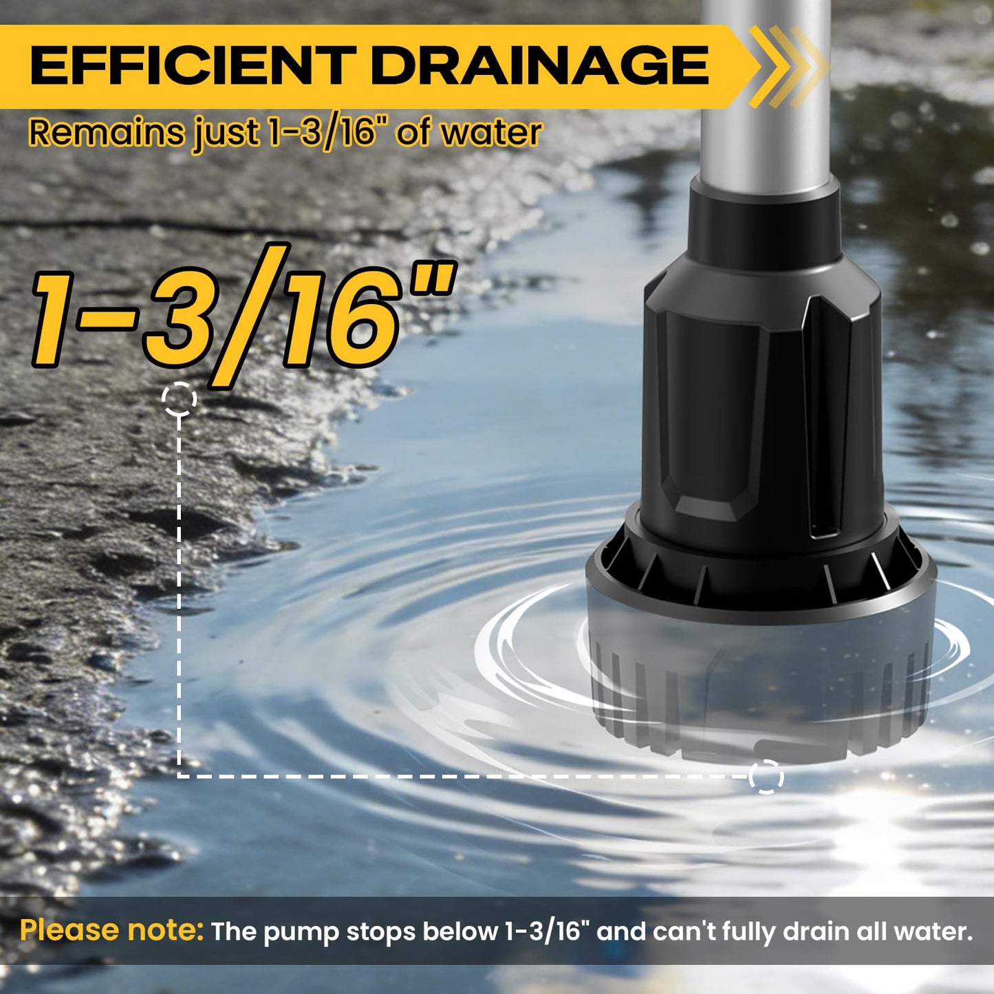 Cordless Stick Water Transfer Pump for Dewalt 20V Max Battery, 740GPH Sump Pump Submersible Utility Pump, Portable Electric Water Pump for Garden Basement Pool Pond RV Boat Draining (No Battery)