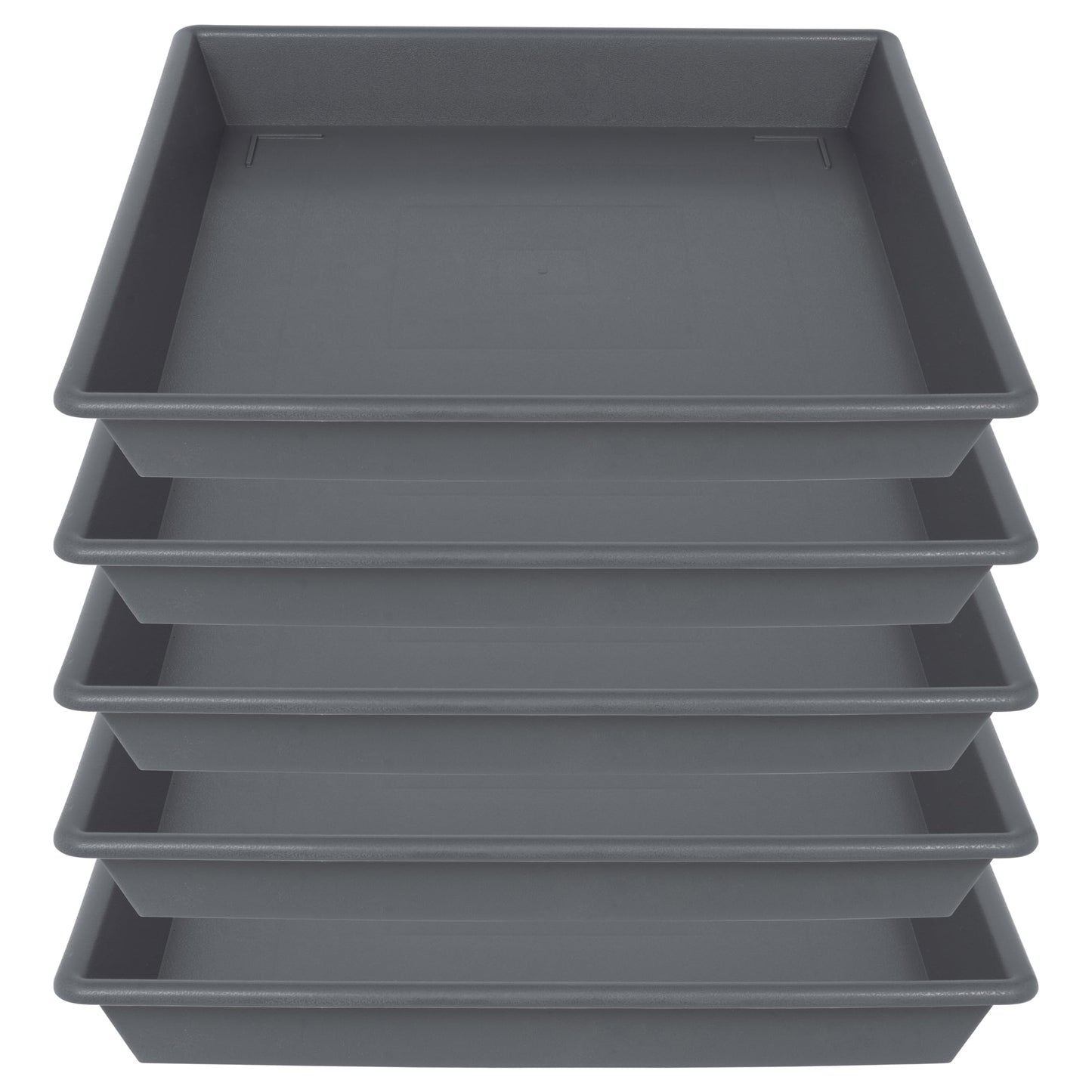 NIMYAU Square Plant Saucer 12 Inch 5 Pack, Plant Stand Plant Trays for Pots Heavy Duty Gray Plastic Plant Saucers for Indoors Outdoors, Flower Pot No Holes Plant Lover Gardening Gifts
