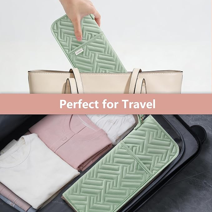 Hair Tool Organizer Heat Resistant Mat for Flat Iron Case Hot Tools Curling Iron Holder Hair Tools Travel Bag for Straightener Brush Pad Pouch Hairstylist Essentials(Sage Green)